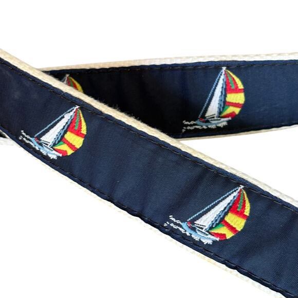 Leather Man Ltd Spinnaker Belt Size 42 Sailboats Leather Canvas Cotton USA Made - Picture 5 of 5